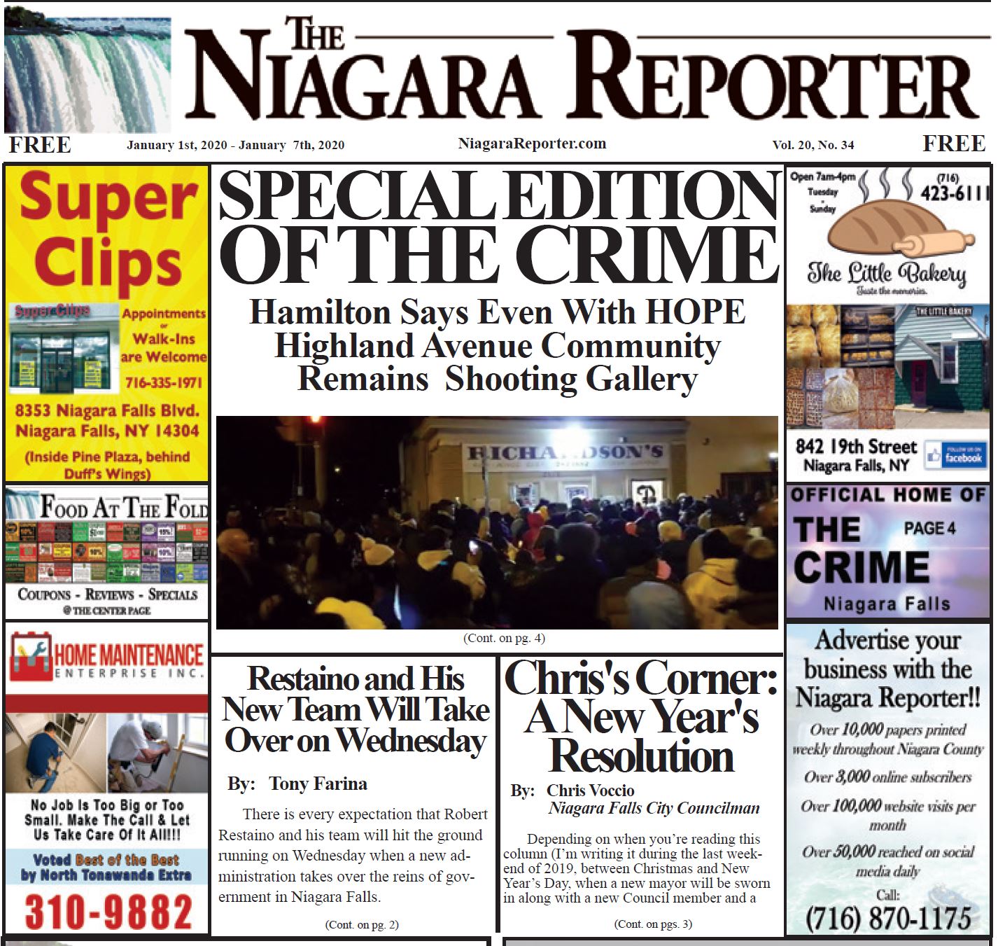 January 1st, 2020, Edition of the Niagara Reporter Newspaper