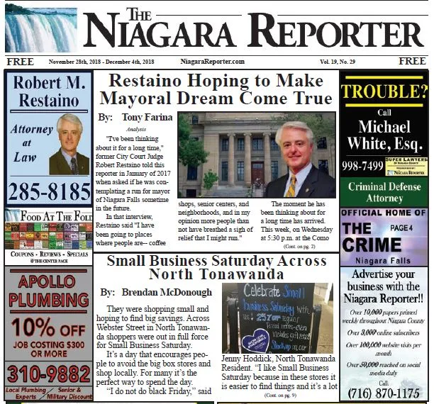 November 28th Edition of the Niagara Reporter Newspaper