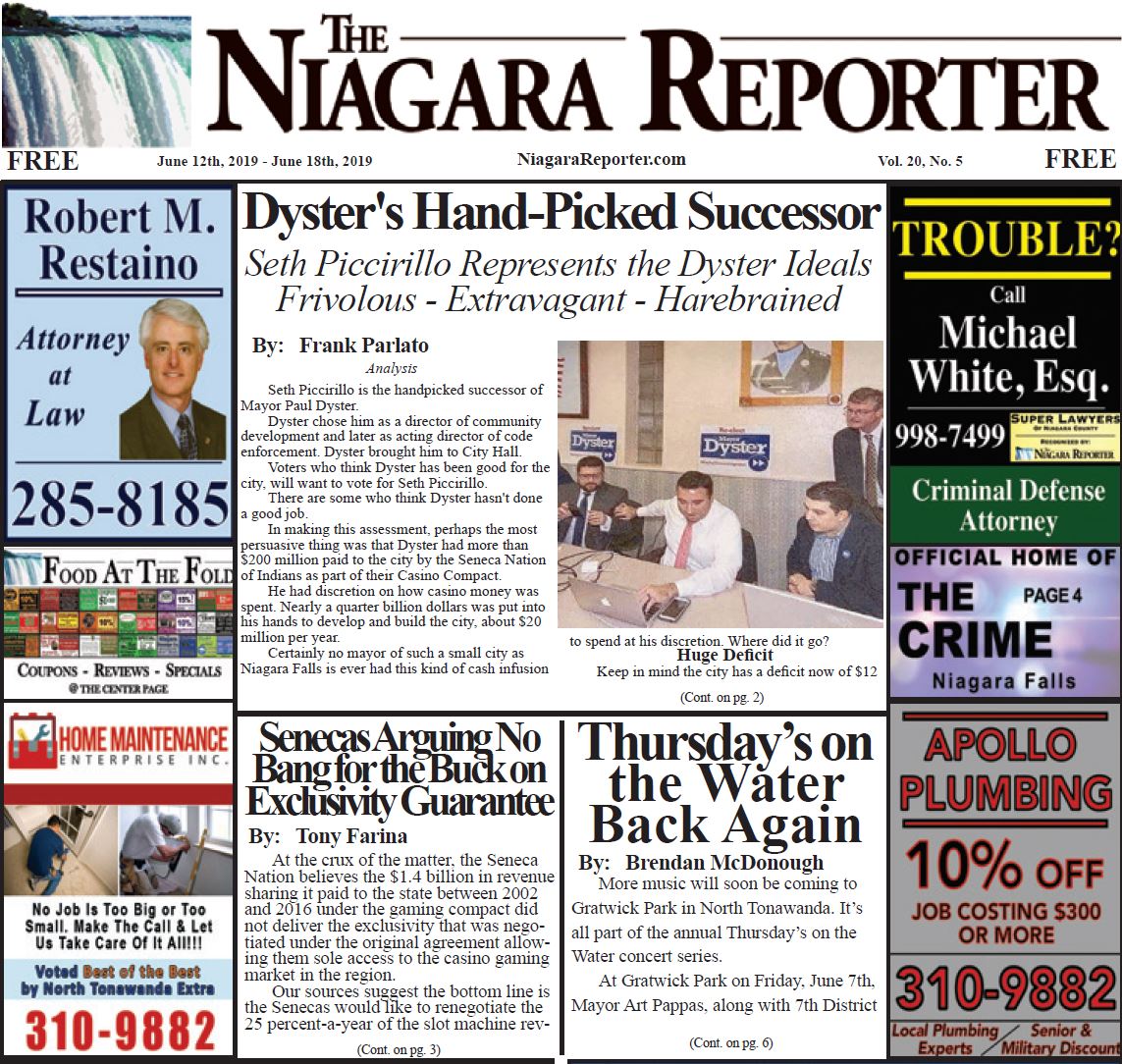 June 12th, 2019, Edition of the Niagara Reporter Newspaper