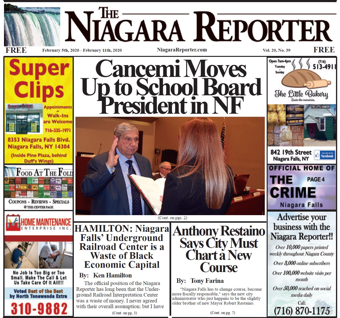 February 5th, 2020, Edition of the Niagara Reporter Newspaper