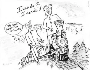 In this interesting play off on the similarly sounding Niagara and Viagara – and the latter’s purpose: to make impotent men potent – at least temporarily-  the great lampooner, Gerald Skrlin presents a stunning visual commentary on what is soon to be a prime example of impotence – the new and soon to be hauntingly empty train station on Whirlpool St. Metaphorically, Viagara is taxpayers’ money which subsidized the $44 million train station which will service a mere 60 riders per day. There was no need to build a 20,000 square foot train station – since the current 800 square foot train station [which does not cost taxpayers anything] is large enough for the small numbers that ride a train in or out of Niagara Falls daily. Like Viagara, a large dose of taxpayers’ money can make the new train station seem potent – for a time - but what goes up must come down. Even if its creators, Senior Planner Tom DeSantis and Mayor Paul Dyster can get it [the train station] up – for a while – it was propped up by taxpayers dollars and not by any true need for a larger station to accommodate riders who aren’t there. · Like Viagara the new train station side effects are [when taxpayers see the costs and how it empty it will be]:  Headache; Flushing in the face, neck, or chest; Upset stomach, indigestion; Abnormal vision; Nasal congestion; Back pain; Muscular pain or tenderness; Nausea.