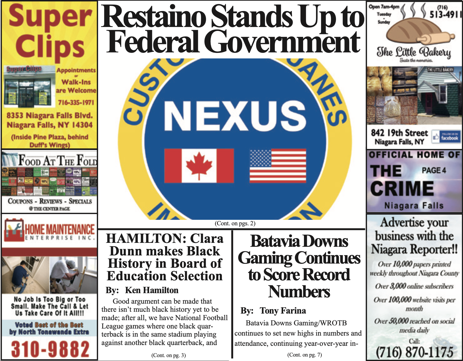 February 12th, 2020, Edition of the Niagara Reporter Newspaper