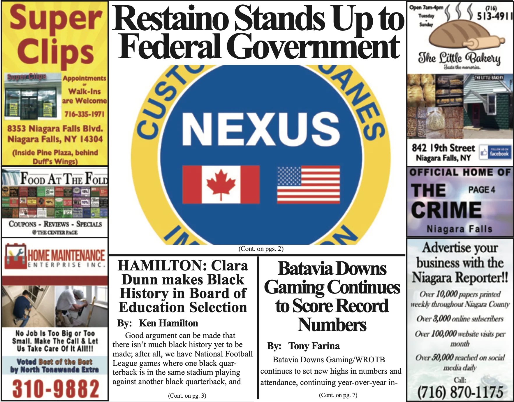 February 12th, 2020, Edition of the Niagara Reporter Newspaper