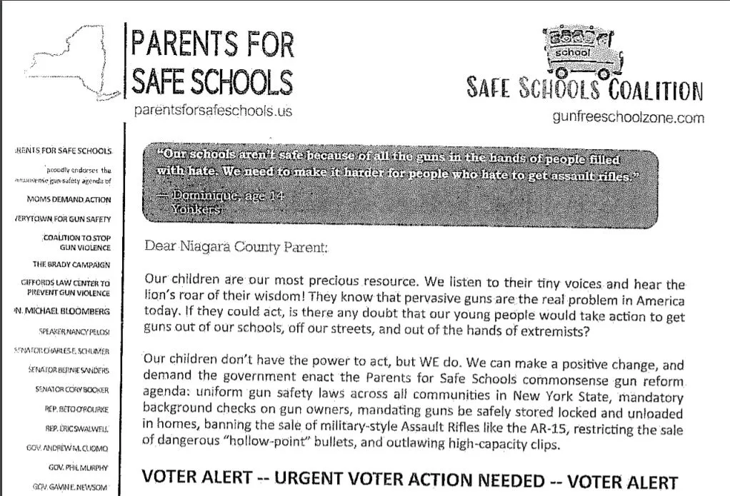 Phony Campaign Mailer Advocating Gun Control Sent to 2nd Amendment Supporters in Niagara County