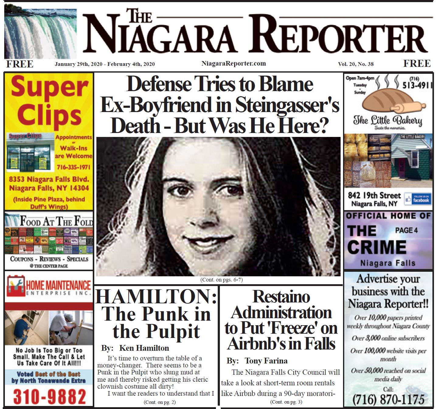January 29th, 2020, Edition of the Niagara Reporter Newspaper