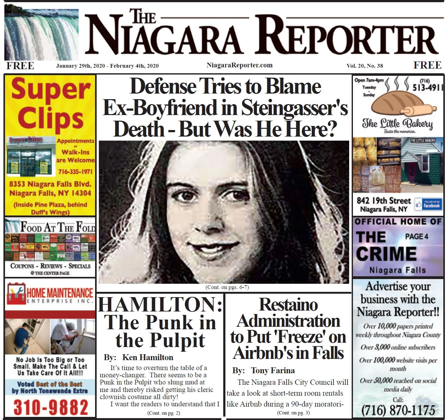 January 29th, 2020, Edition of the Niagara Reporter Newspaper