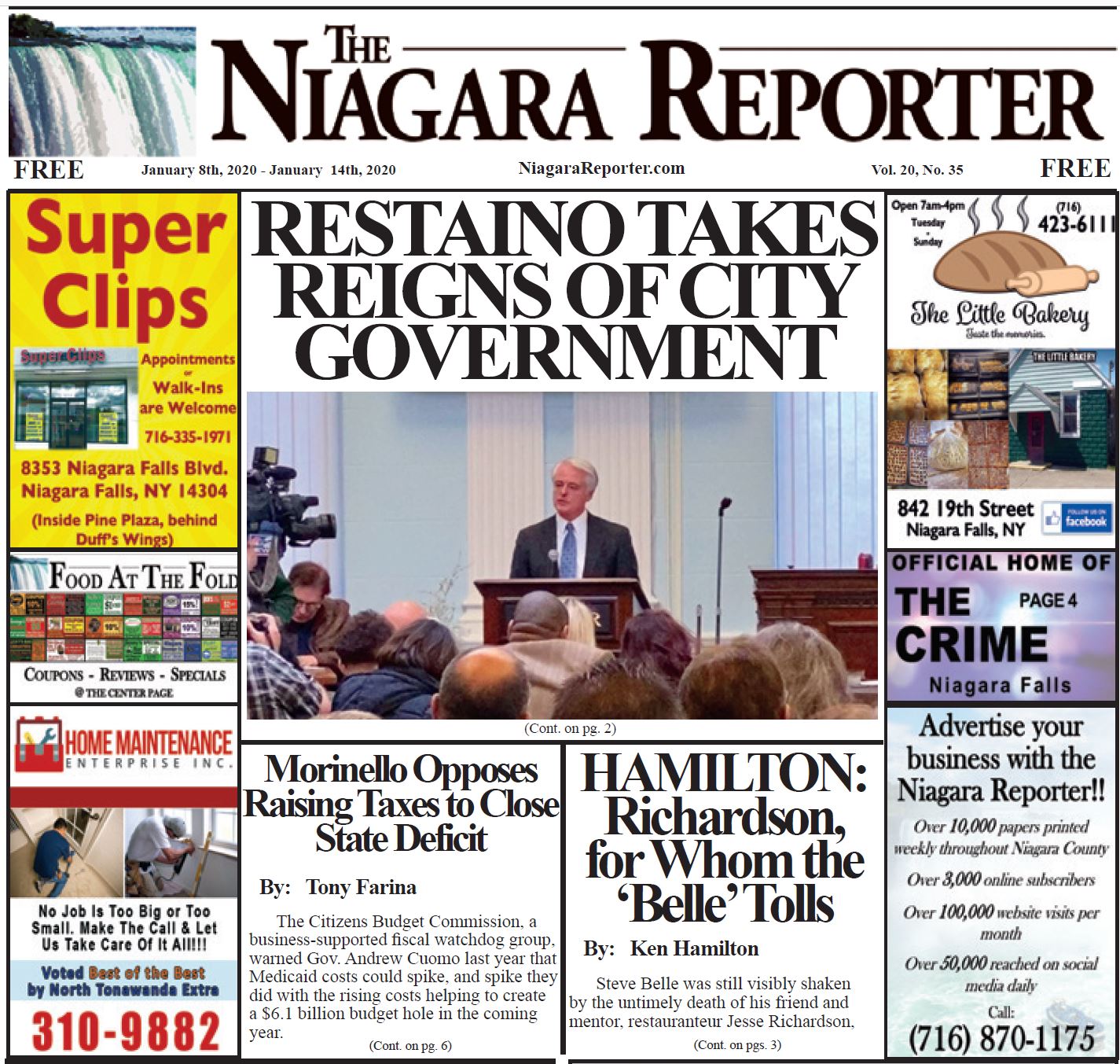January 8th, 2020, Edition of the Niagara Reporter Newspaper