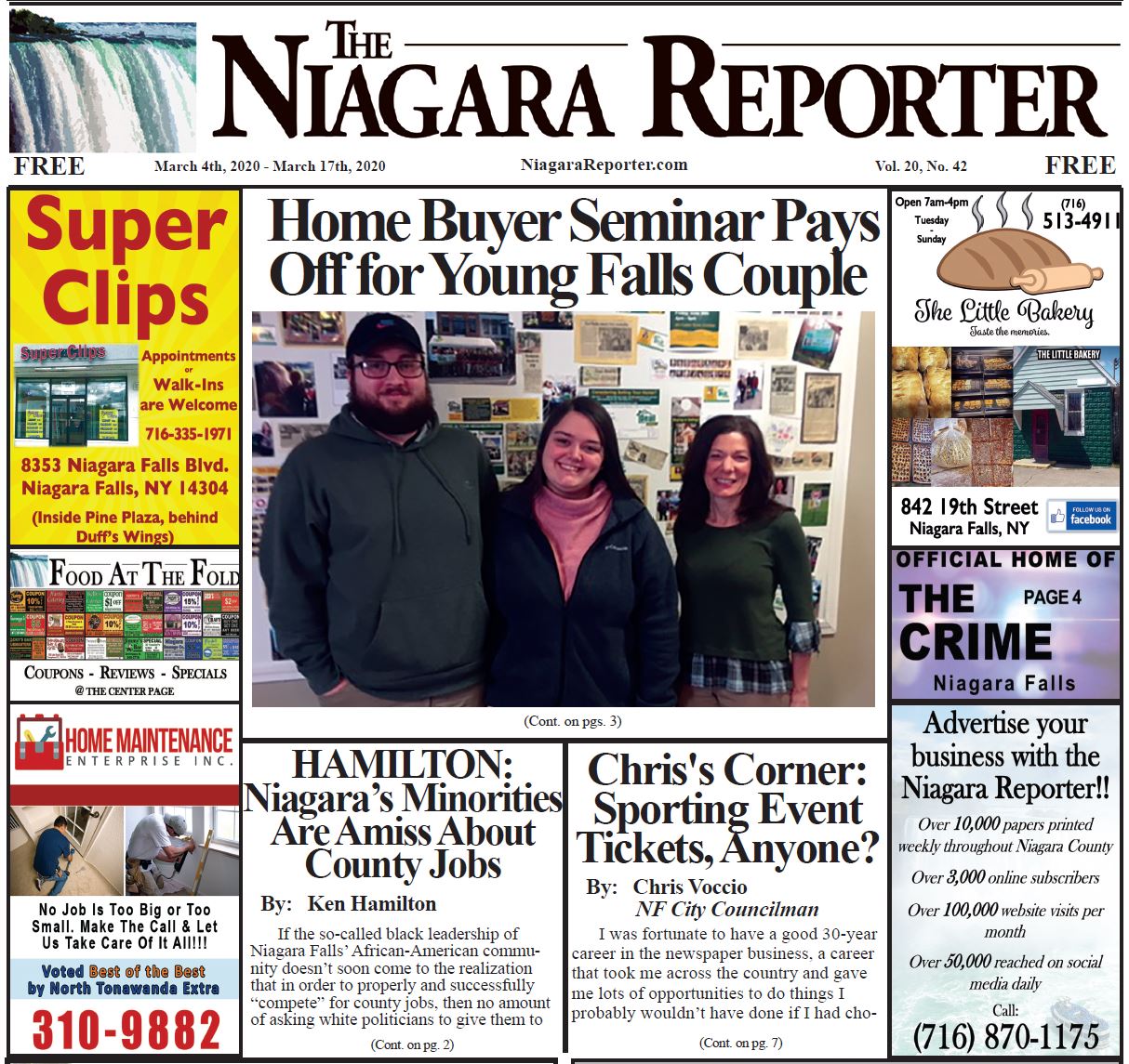 March 4th, 2020, Edition of the Niagara Reporter Newspaper