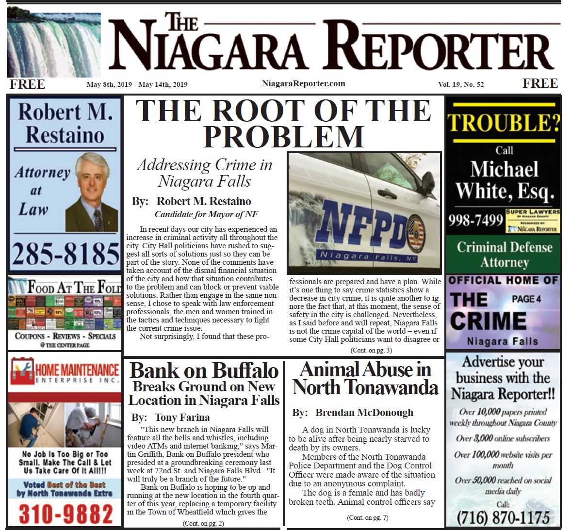 May 8th, 2019, Edition of The Niagara Reporter Newspaper