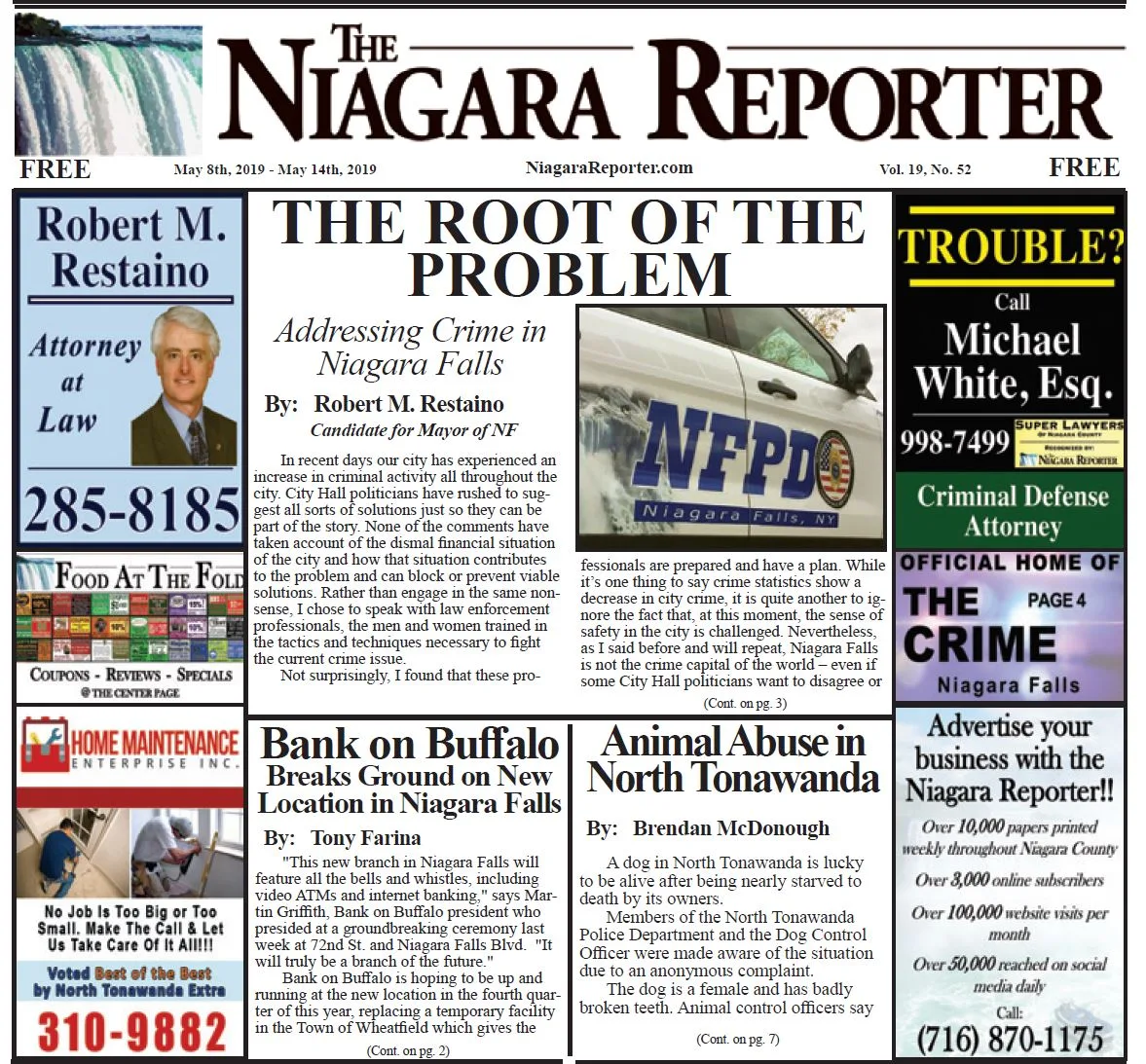 May 8th, 2019, Edition of The Niagara Reporter Newspaper