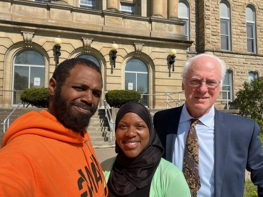 WAWG candidates Demetreus Nix [l] and Uniquia Lewis [c] were restored to the primary election ballot in May. They are pictured here with their attorney James Ostrowski.