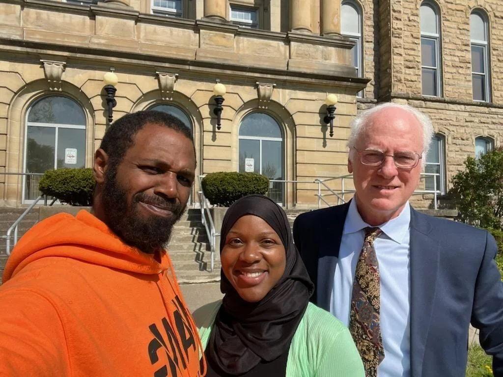 WAWG candidates Demetreus Nix [l] and Uniquia Lewis [c] were restored to the primary election ballot in May. They are pictured here with their attorney James Ostrowski.