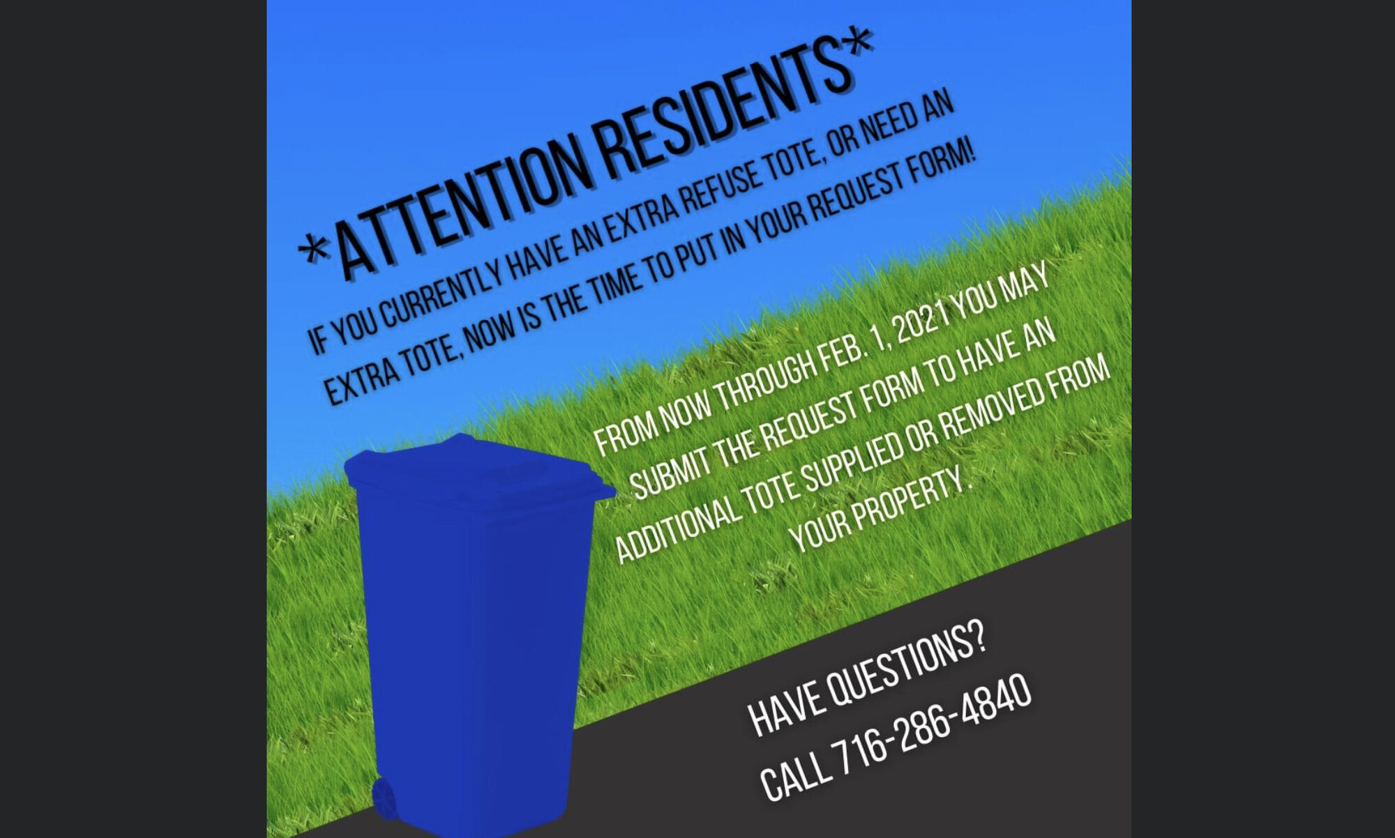 Refuse Cart Add or Removal Forms Due by End of January in Niagara Falls