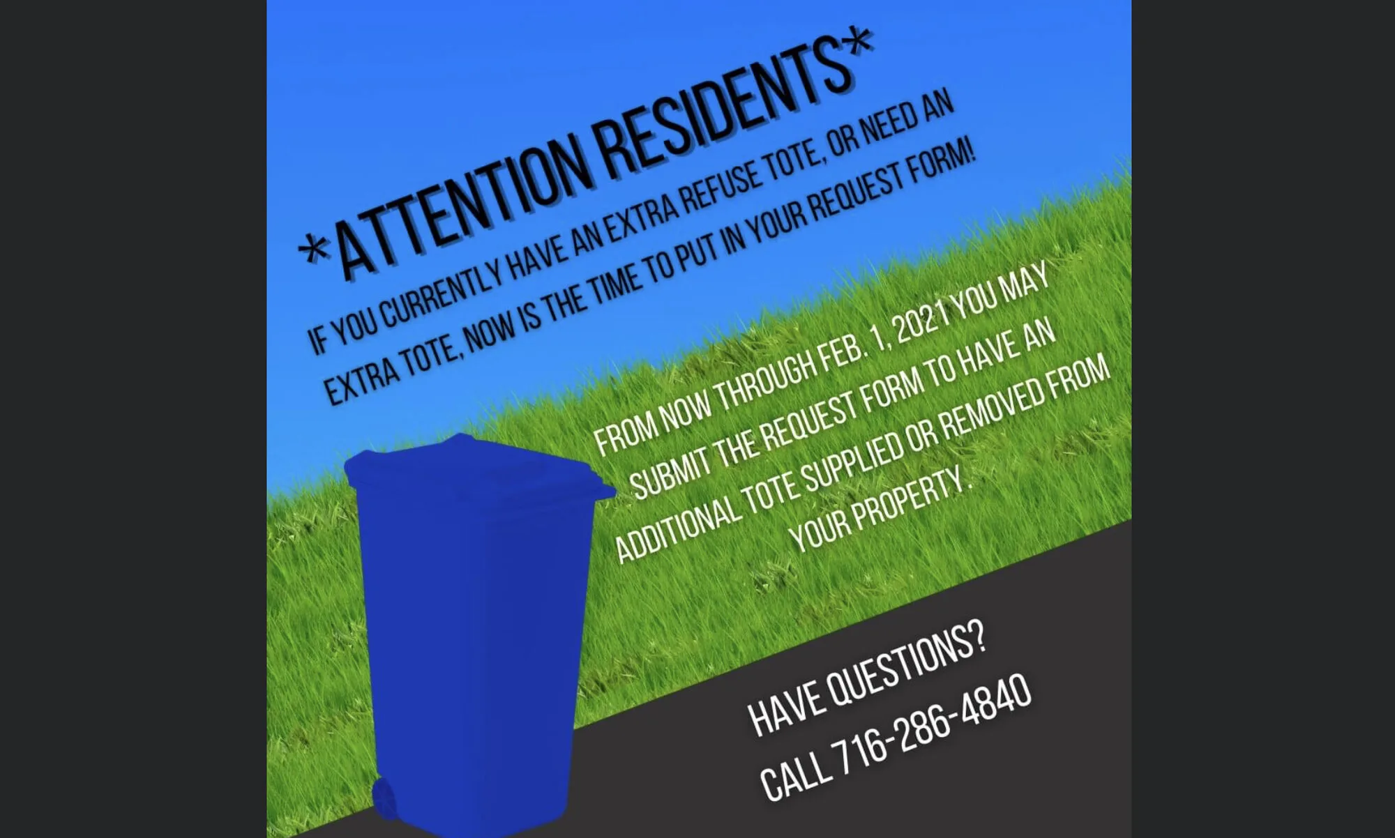 Refuse Cart Add or Removal Forms Due by End of January in Niagara Falls