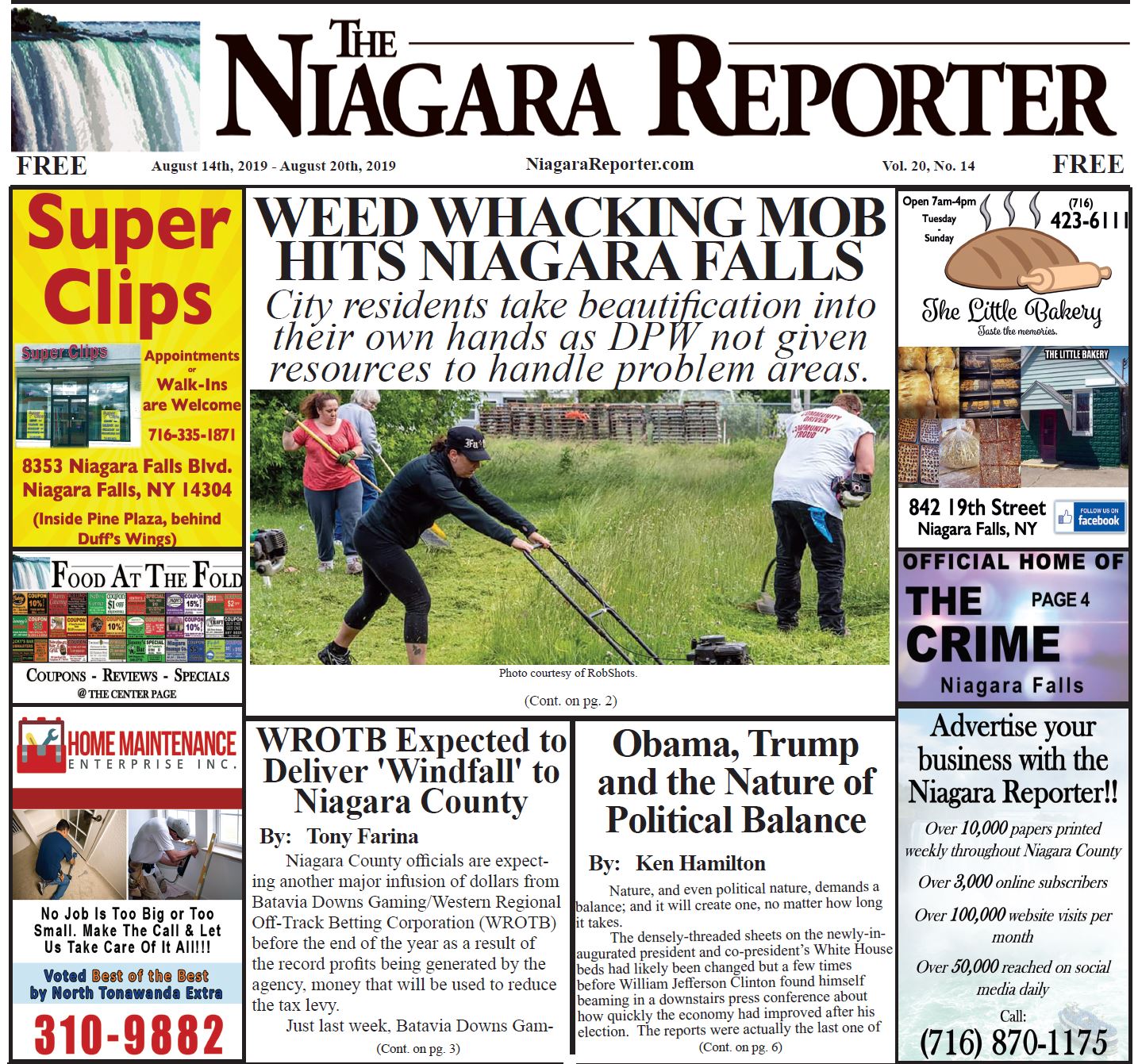August 14th, 2019, Edition of the Niagara Reporter Newspaper