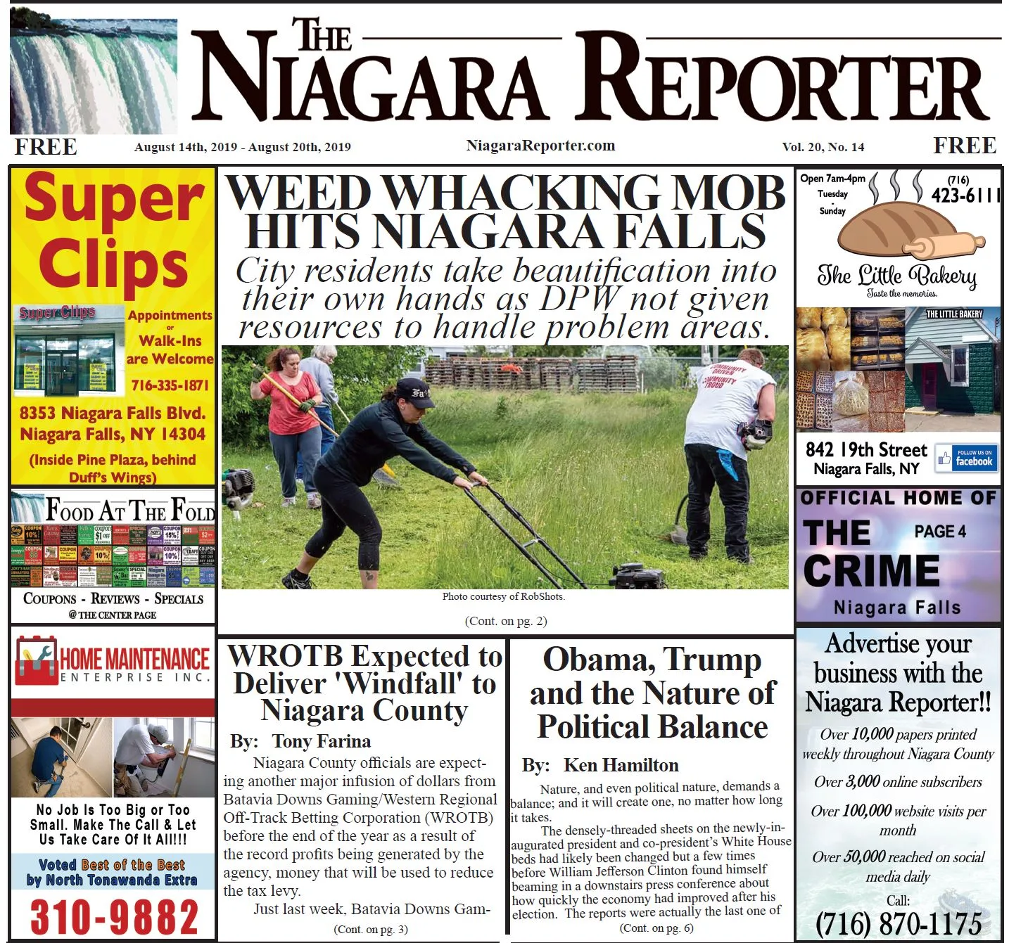 August 14th, 2019, Edition of the Niagara Reporter Newspaper