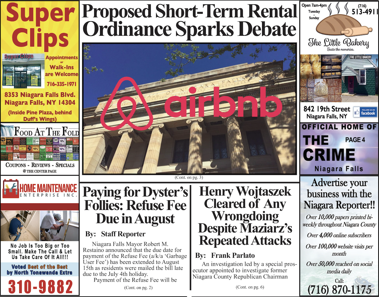 July 22nd, 2020, Edition of the Niagara Reporter Newspaper