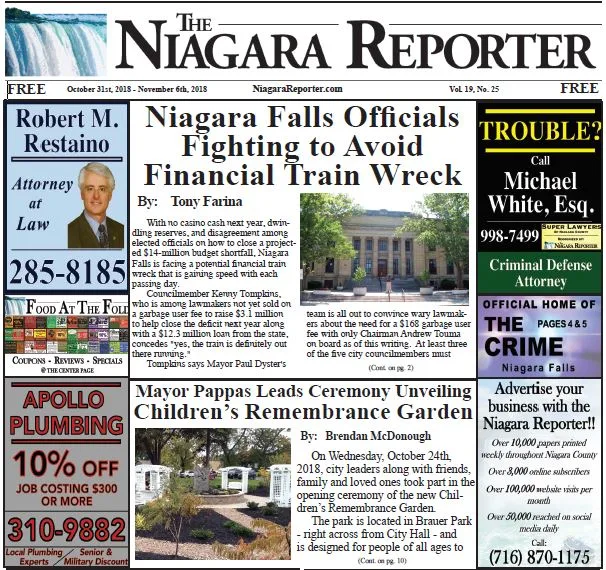 October 31st Edition of the Niagara Reporter Newspaper