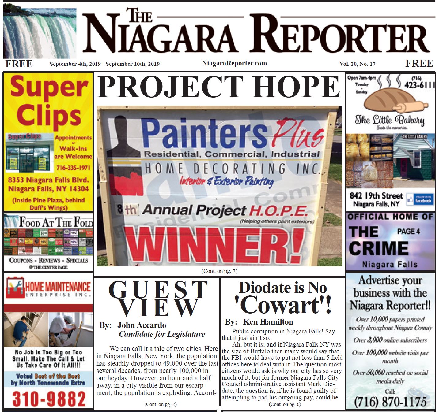 September 4th, 2019, Edition of the Niagara Reporter Newspaper