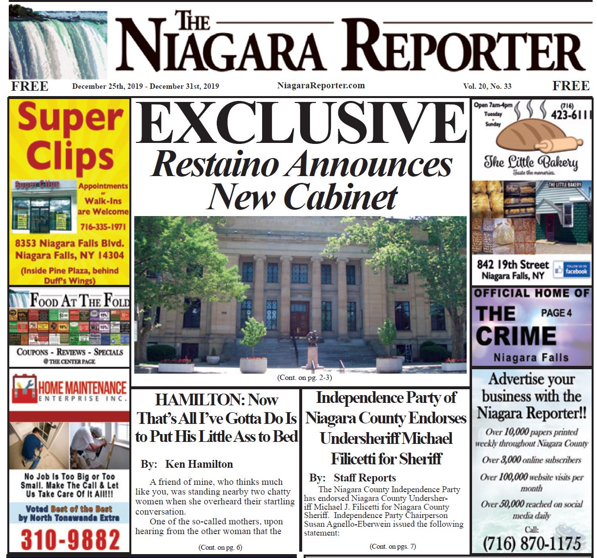 December 25th, 2019, Edition of the Niagara Reporter Newspaper