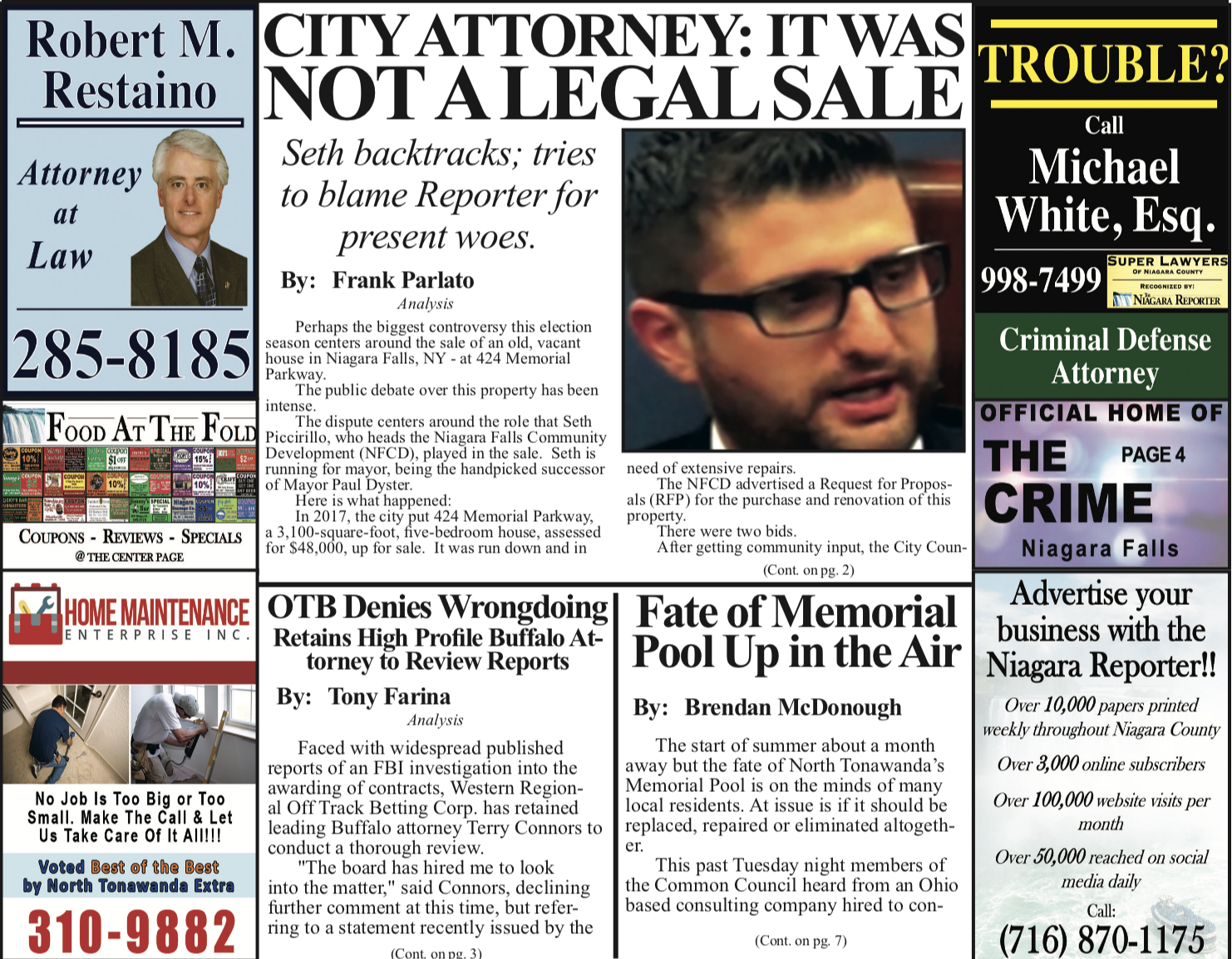 May 1st, 2019, Edition of The Niagara Reporter Newspaper