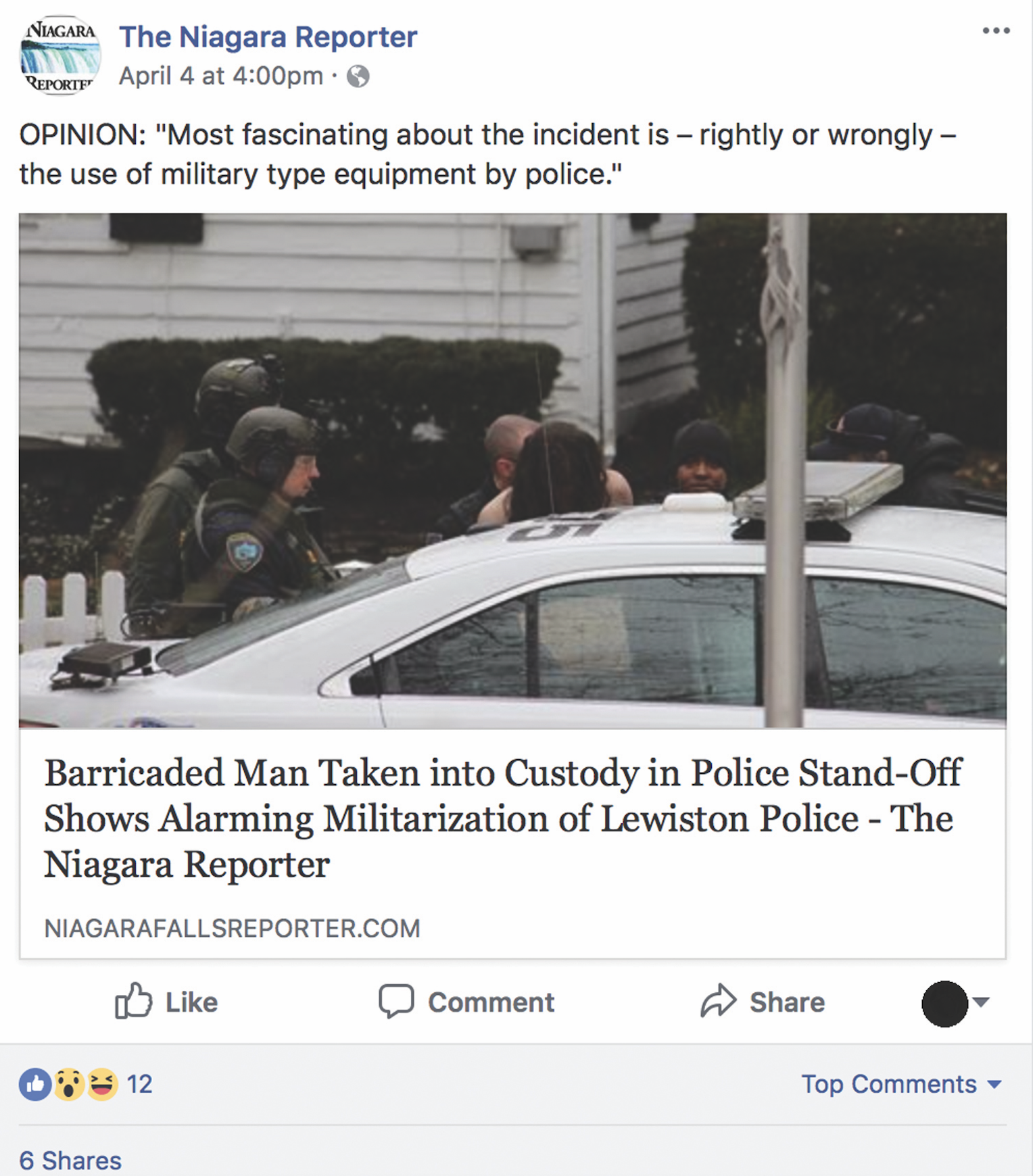 People’s Voice Edition: Barricaded Man Taken Into Custody in Police Stand-Off Shows Alarming Militarization of Lewiston Police
