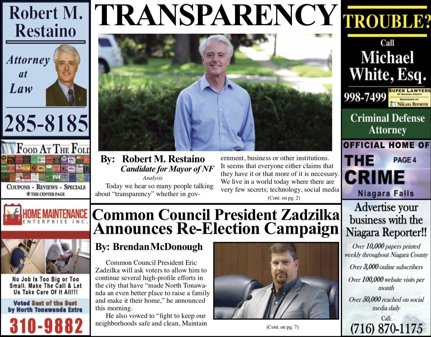 February 27th, 2019, Edition of the Niagara Reporter Newspaper