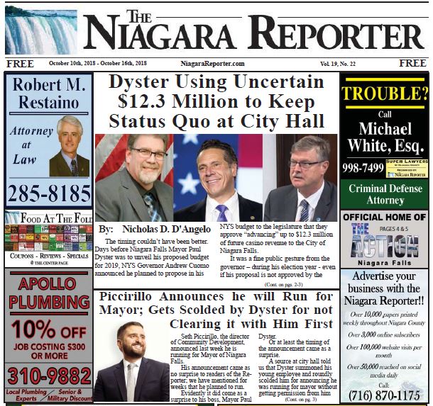 October 10th Edition of the Niagara Reporter Newspaper