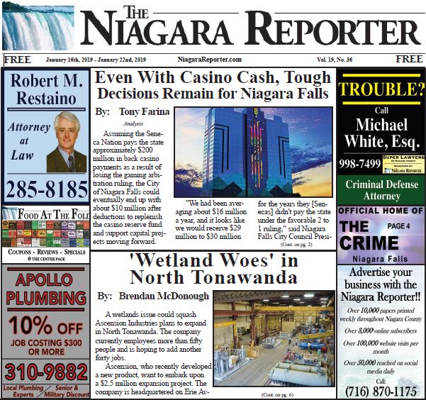 January 16th, 2019, Edition of the Niagara Reporter Newspaper