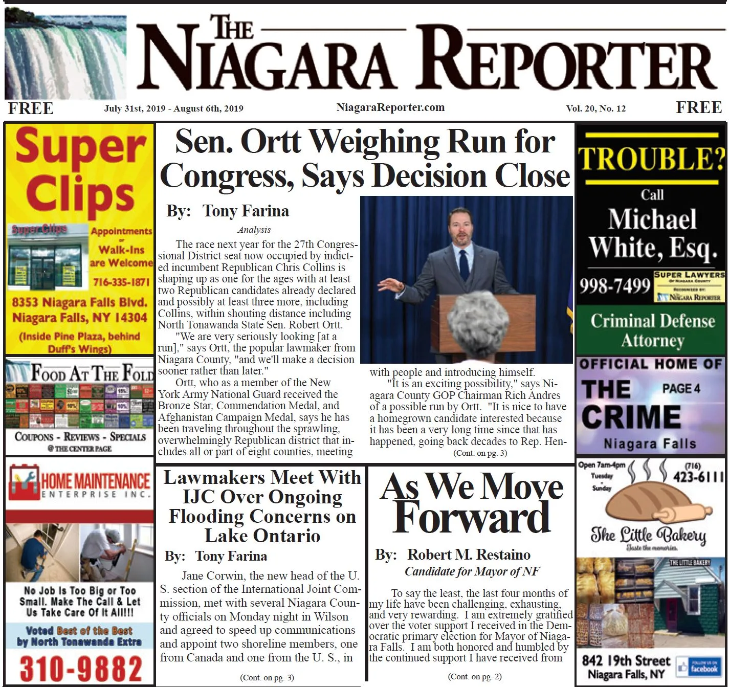 July 31st, 2019, Edition of the Niagara Reporter Newspaper