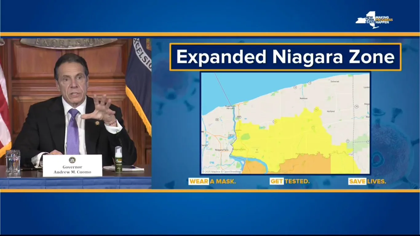 Yellow Zone Expands in Niagara County; Encompasses All of Niagara Falls