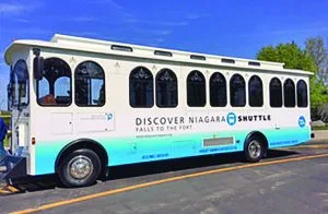 The passenger windows on the Discover Niagara shuttle were recently heavily tinted so that the empty seats wouldn’t be so embarrassingly evident.