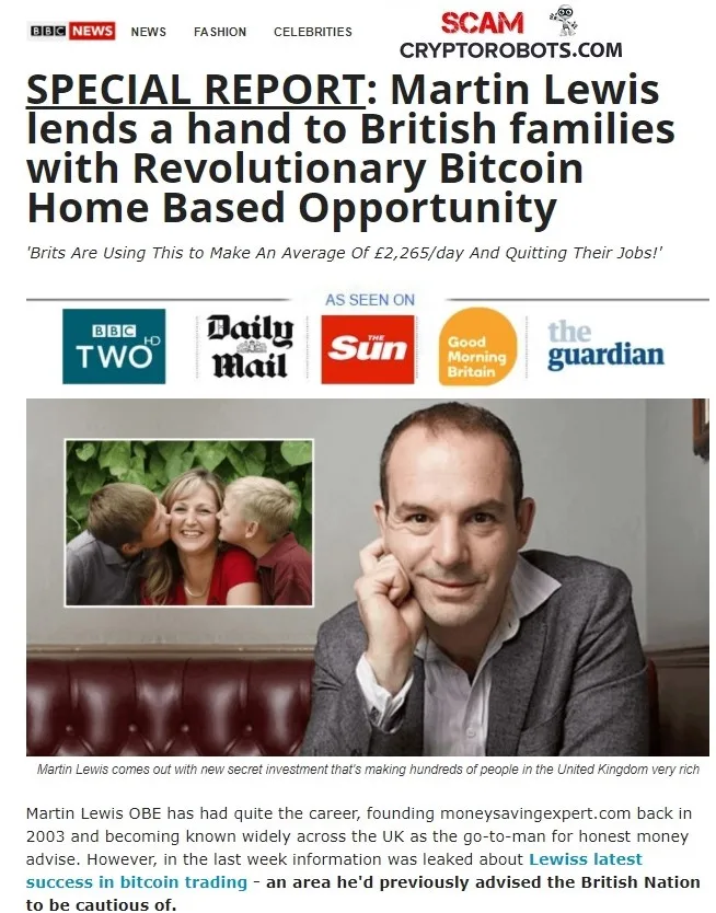 Finance Expert Martin Lewis Used as Bait in Fake Celebrity Endorsement Bitcoin Scam