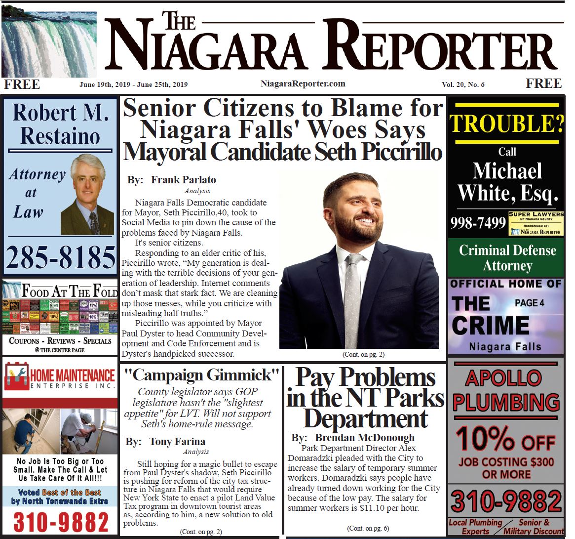 June 19th, 2019, Edition of the Niagara Reporter Newspaper