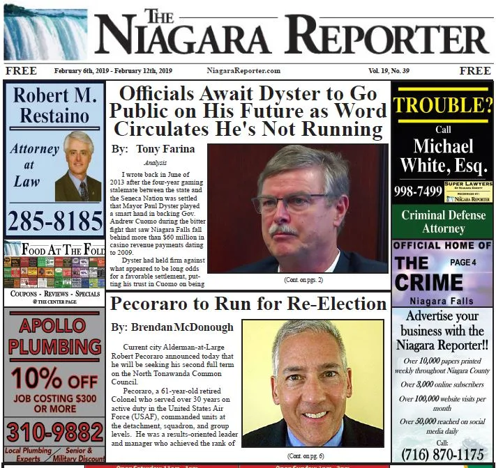 February 6th, 2019, Edition of the Niagara Reporter Newspaper