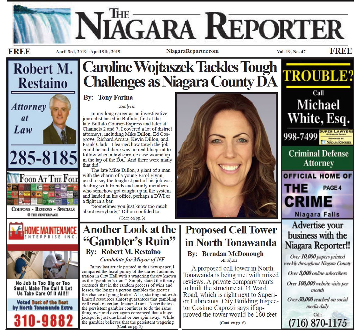 April 3rd, 2019, Edition of the Niagara Reporter Newspaper