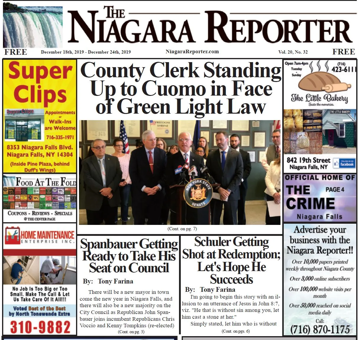 December 18th, 2019, Edition of the Niagara Reporter Newspaper