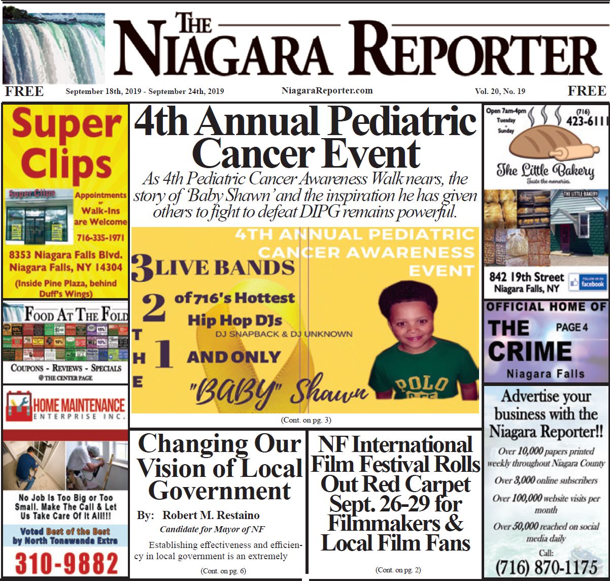 September 18th, 2019, Edition of the Niagara Reporter Newspaper