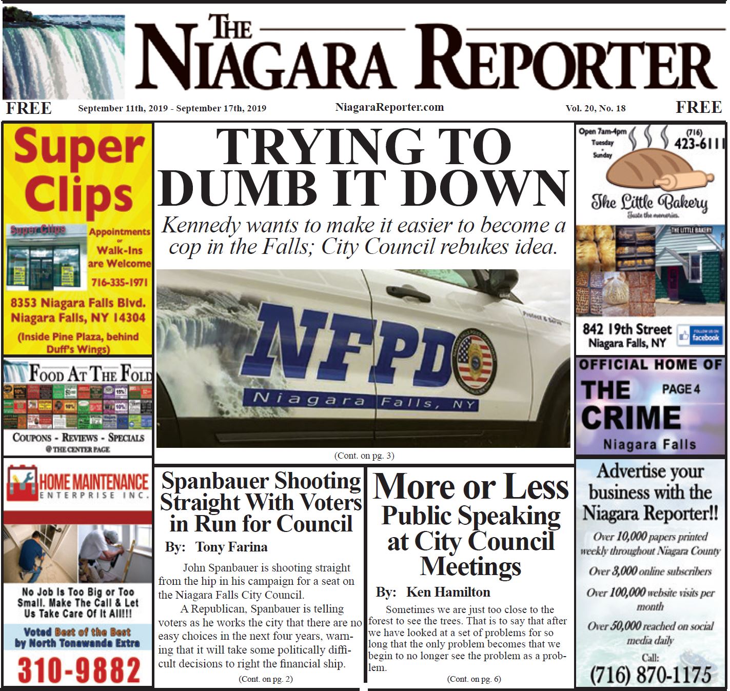 September 11th, 2019, Edition of the Niagara Reporter Newspaper