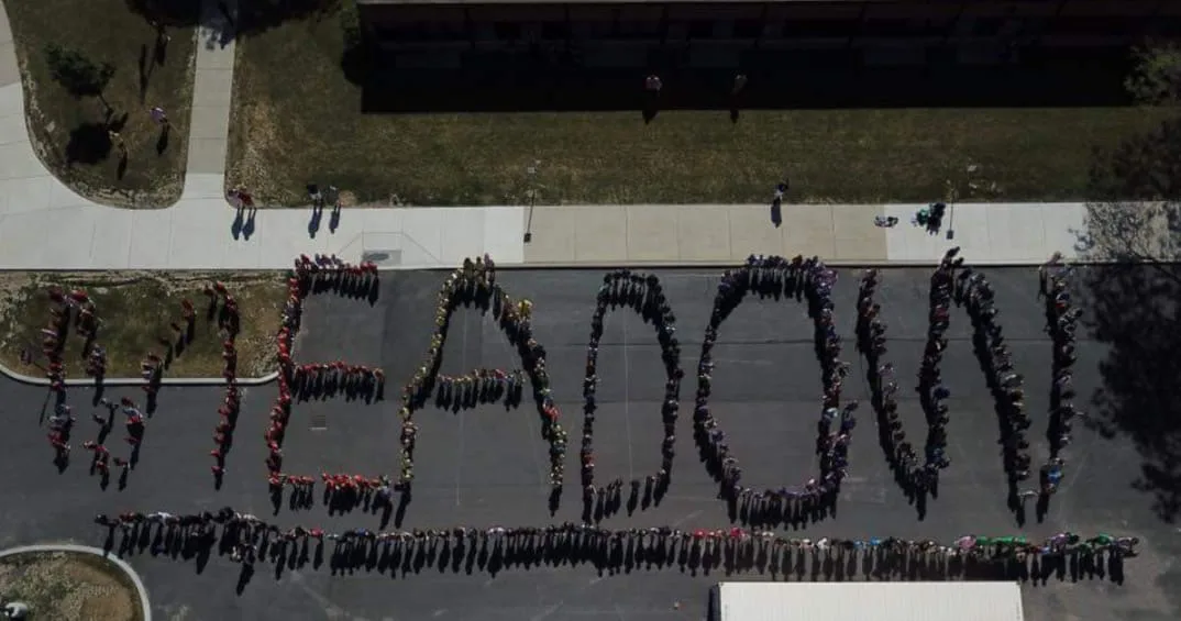 Meadow Elementary School in North Tonawanda Gathers Students for A Very Special Photo