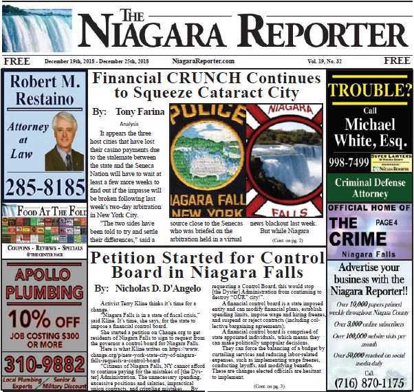 December 19th Edition of the Niagara Reporter Newspaper