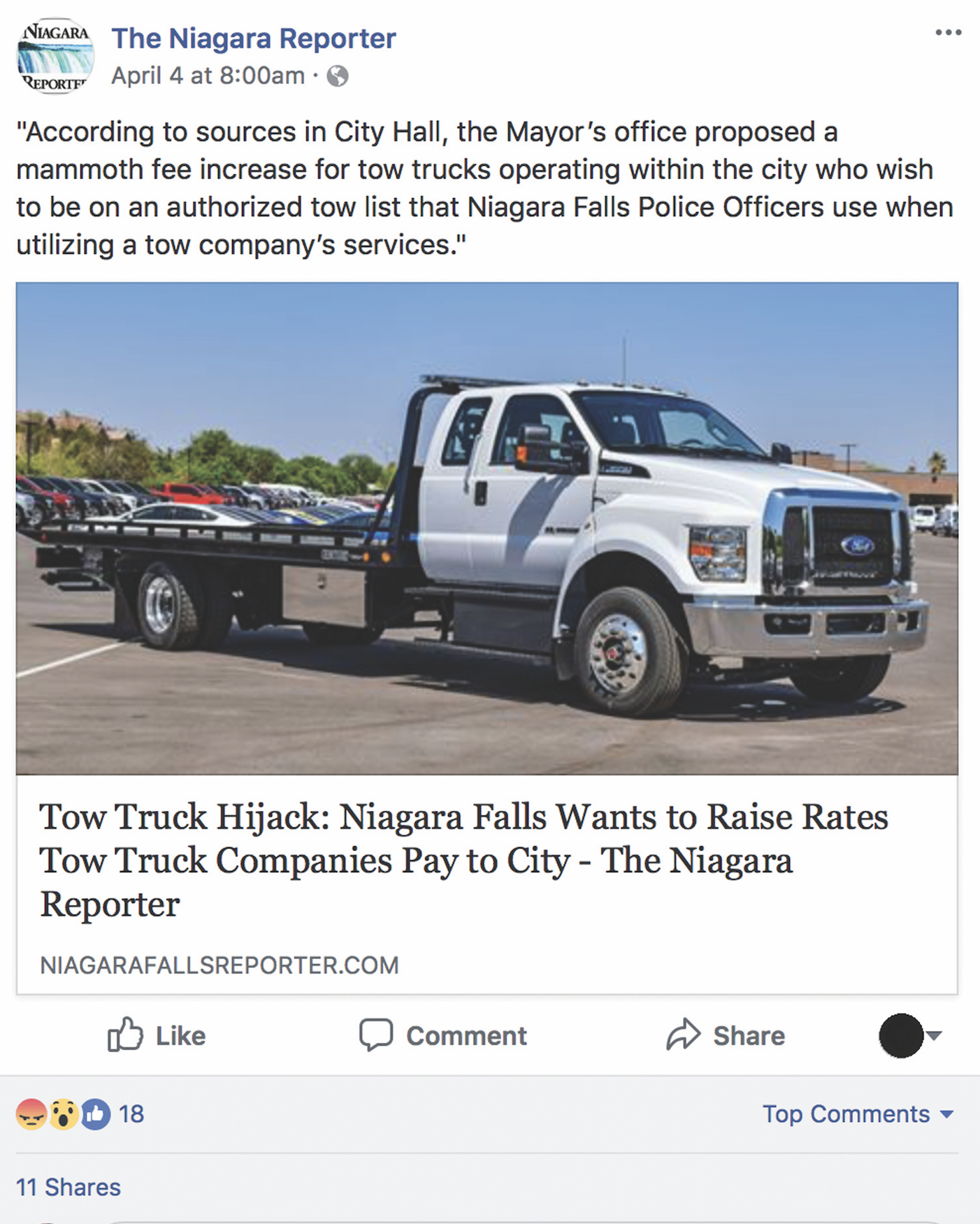 People’s Voice Edition: Tow Truck Hijack, Niagara Falls Wants to Raise Rates Tow Truck Companies Pay to City