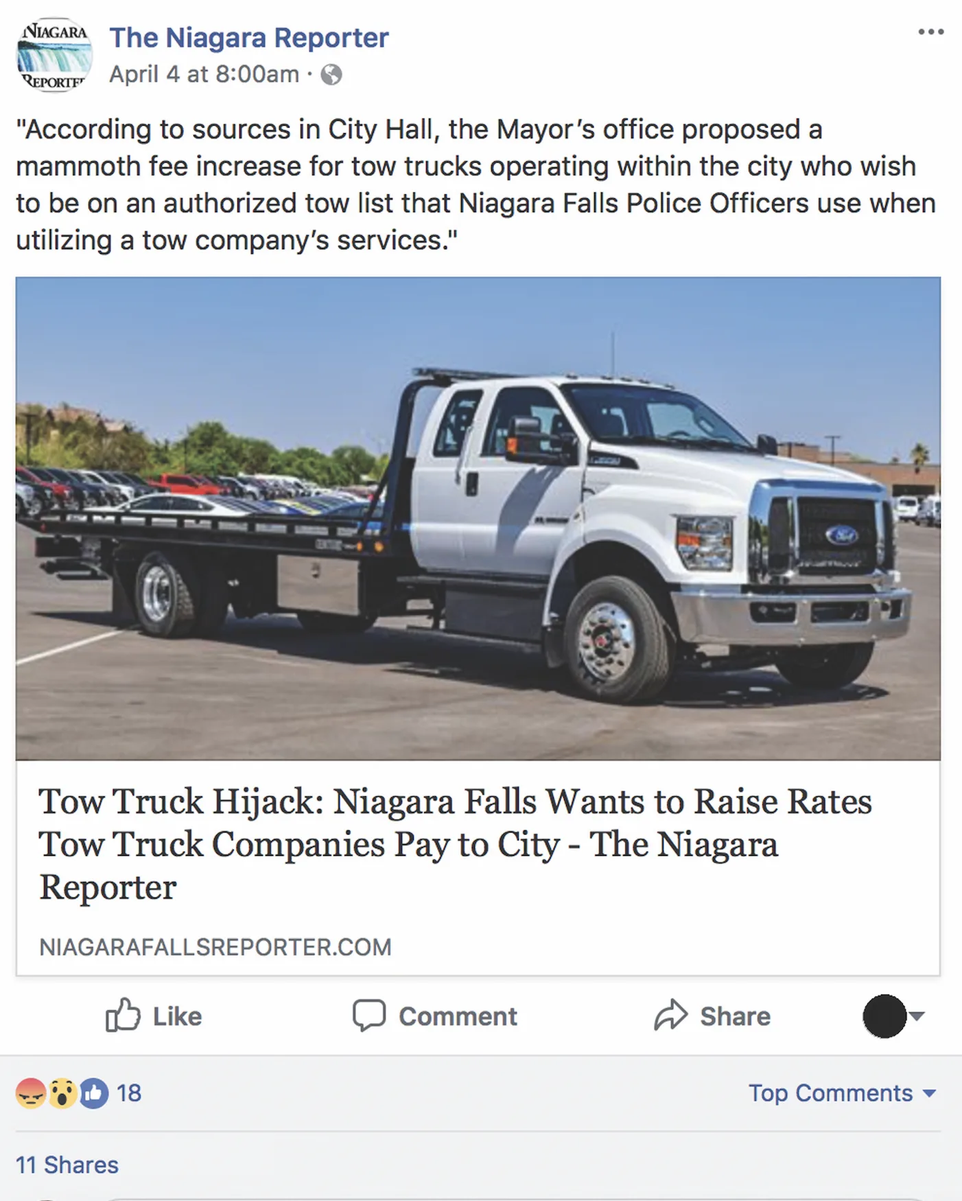 People’s Voice Edition: Tow Truck Hijack, Niagara Falls Wants to Raise Rates Tow Truck Companies Pay to City