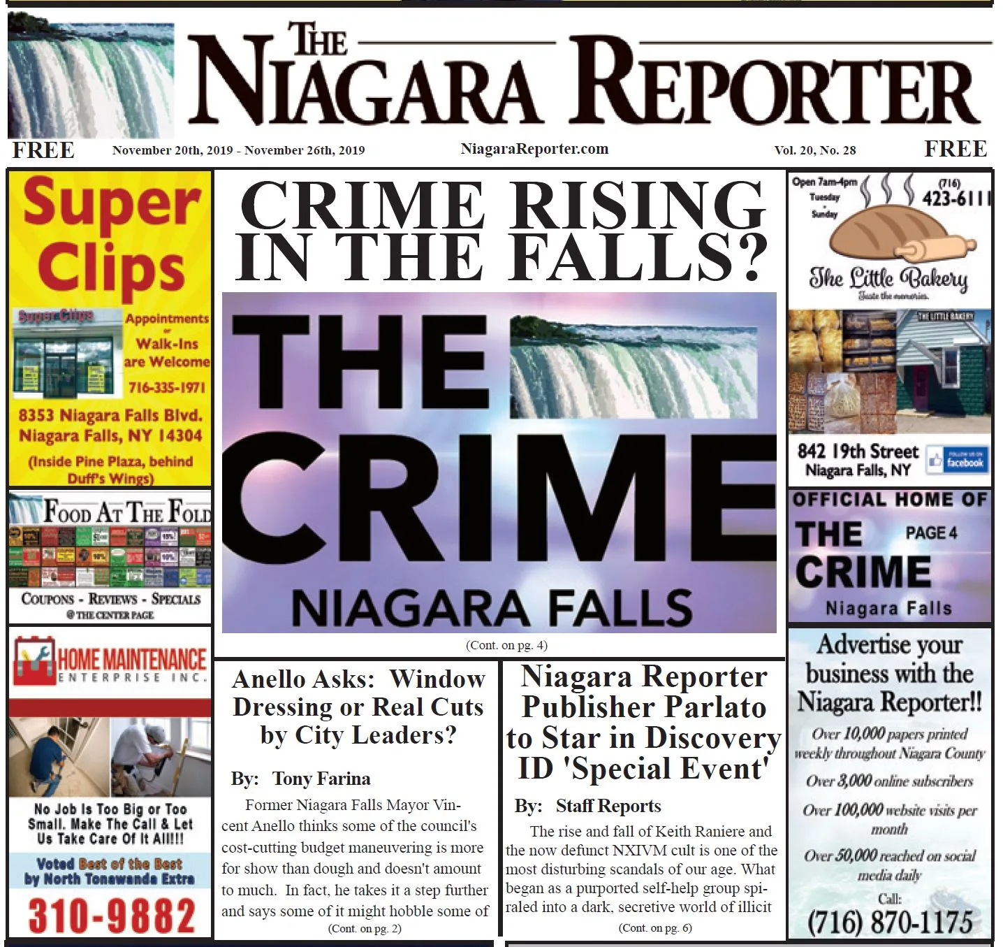 November 20th, 2019, Edition of the Niagara Reporter Newspaper