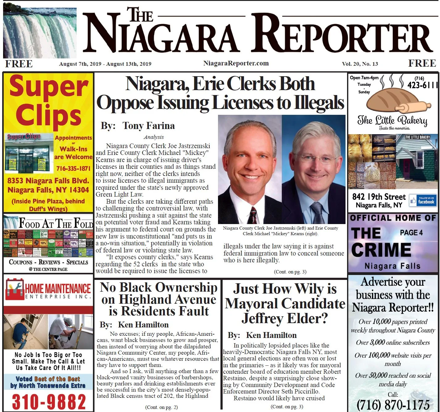 August 7th, 2019, Edition of the Niagara Reporter Newspaper