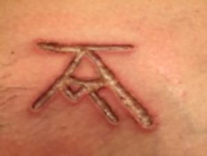 The branding close up with the initials K-R and A-M