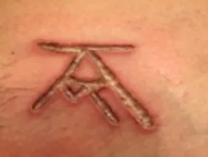 The branding close up with the initials K-R and A-M